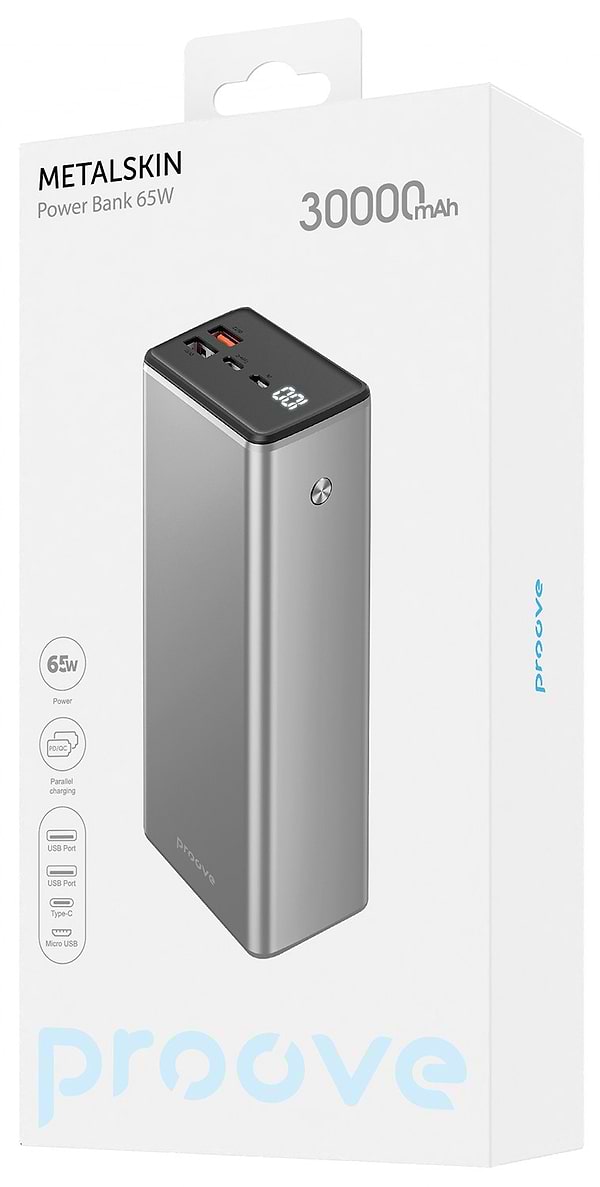 Фото - Батарея мобільна Proove Metalskin 65W 30000mAh gray (2001001739775)