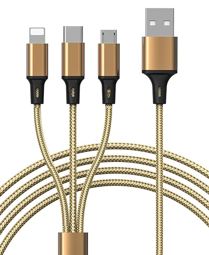Кабель Proda Azeada Cavalry PD-B92th Lightning,Type-C,Micro USB  2,4А Gold (PD-B92th-GD)