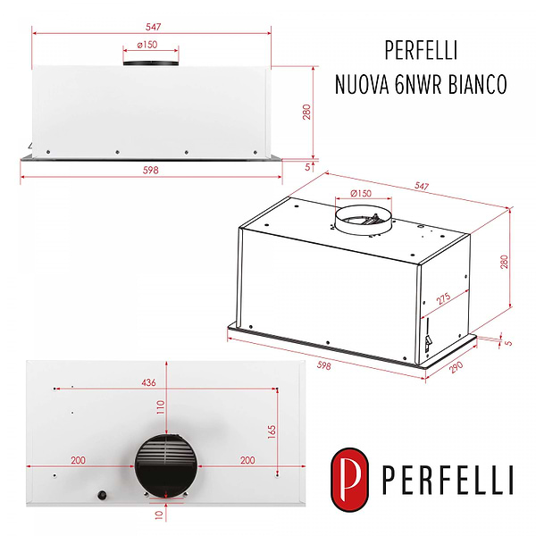 Фото - Вытяжка встраиваемая Perfelli NUOVA 6NWR BIANCO