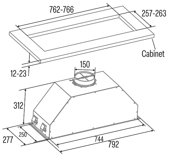 Фото - Витяжка вбудована Cata Gt-Plus 75 x (02031301)
