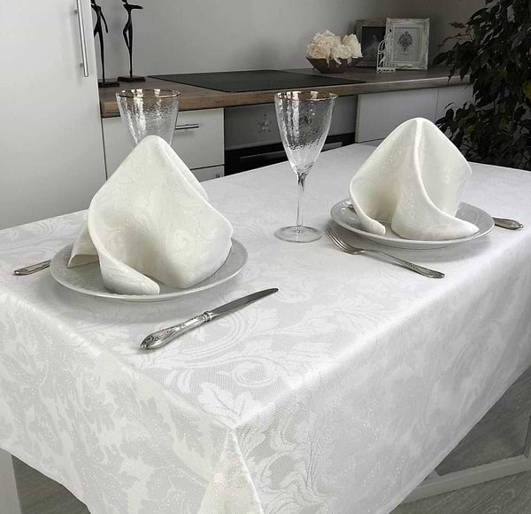 Фото - Скатертина раннер Прованс 40х140 Сяйво Біле срібло (024517)