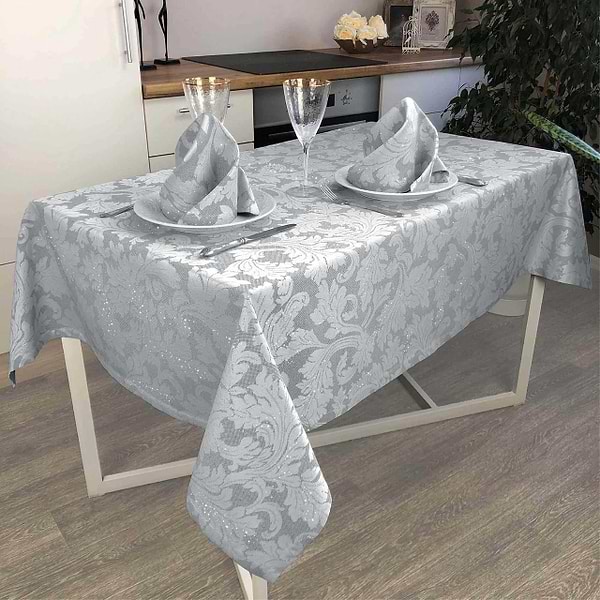 Фото - Скатерть круглая Прованс D 200 Сияние Серое серебро (024581)