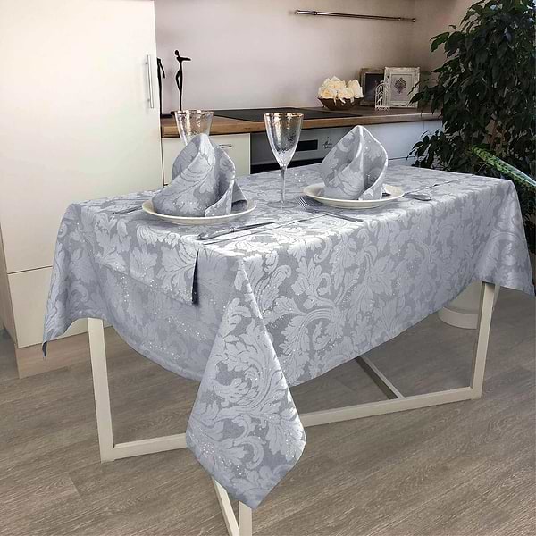 Фото - Скатерть круглая Прованс D 200 Сияние Серое серебро (024581)