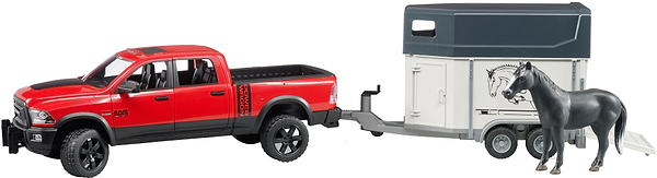 Фото - Автотранспорт BRUDER Автомобіль RAM 2500 з причіпом-трейлером та конем (40744)