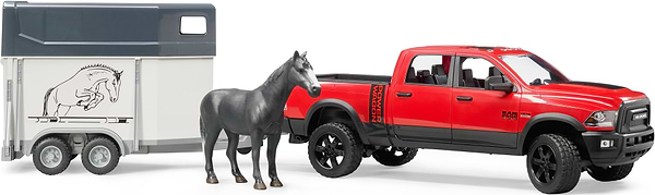 Фото - Автотранспорт BRUDER Автомобіль RAM 2500 з причіпом-трейлером та конем (40744)