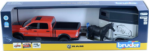 Фото - Автотранспорт BRUDER Автомобіль RAM 2500 з причіпом-трейлером та конем (40744)