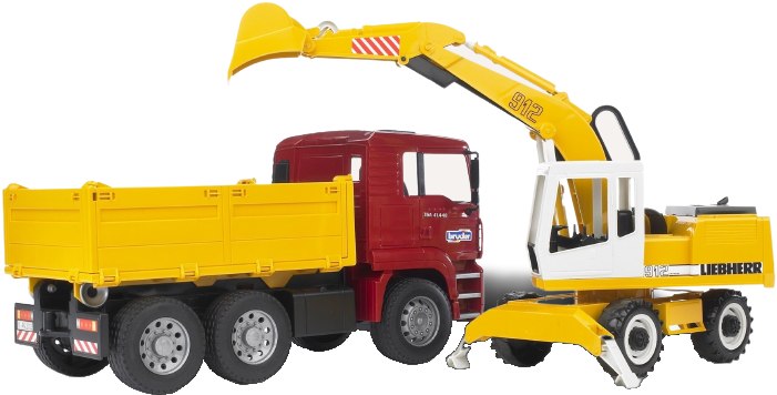 Наземная строительная техника BRUDER Грузовик МАN и экскаватор Liebherr (02751)