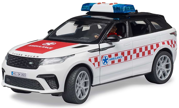 Фото - Наземна спецтехніка BRUDER швидкої допомоги Range Rover Velar з фігуркою (02885)