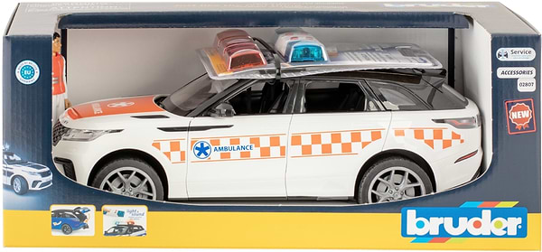 Фото - Наземна спецтехніка BRUDER швидкої допомоги Range Rover Velar з фігуркою (02885)