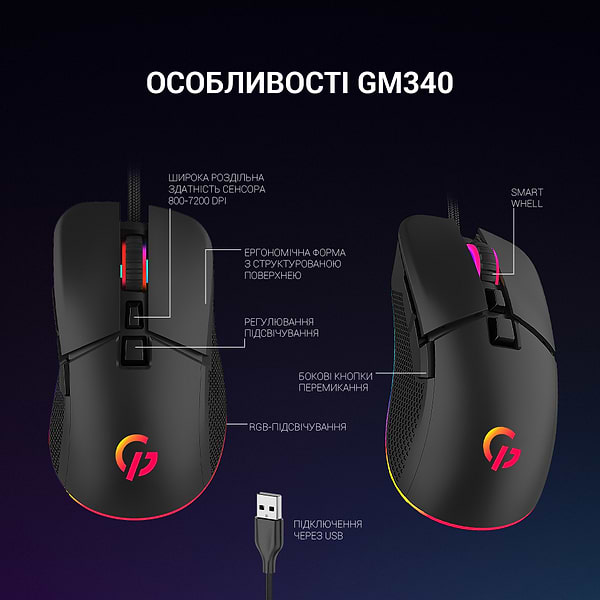 Фото - Мышь проводная игровая GamePro USB Black (GM340)