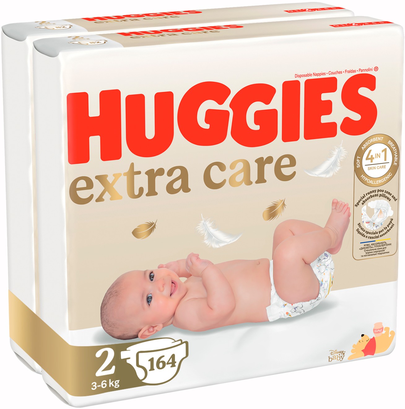 Фото - Одноразові підгузки Huggies Extra Care Розмір 2 (3-6 кг), M-Pack 164 шт. (5029053549637)