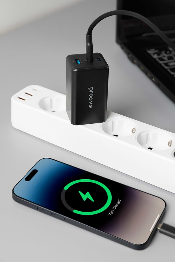 Фото - Мережевий зарядний пристрій Proove Pocket GaN 65W (2Type-C + USB) Black (WCPG65121201)