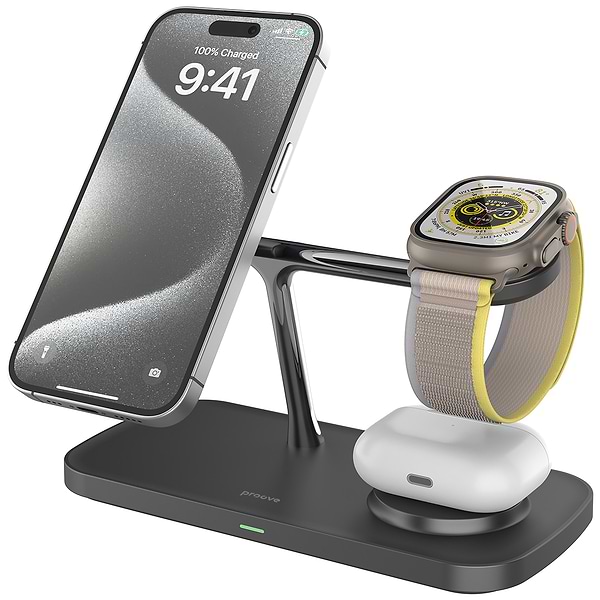 Фото - Бездротовий зарядний пристрій Proove Magnetic Field Pro 3 in 1 Qi2 black (WSMP15002001)