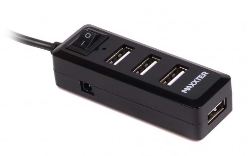 Фото - Хаб USB Maxxter USB 2.0 Type-A на 4 порта Black (HU2A-4P-AC-03)