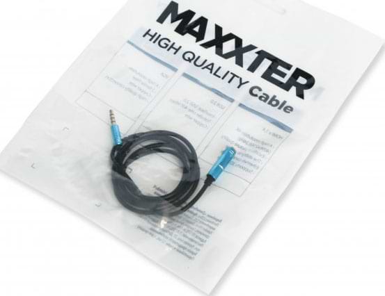 Фото - Кабель 3.5 мм - 3.5 мм Maxxter M/F 1 m Black/Blue (A-3434-1m)