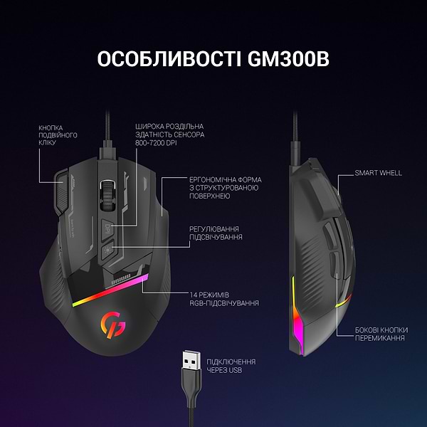 Фото - Мышь проводная игровая GamePro USB Black (GM300B)