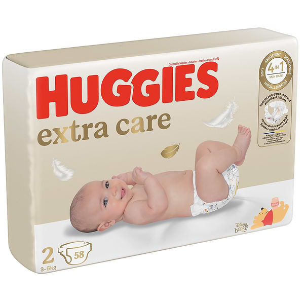 Фото - Одноразові підгузки Huggies Extra Care Розмір 2 (3-6 кг), 58 шт. (5029053578071)
