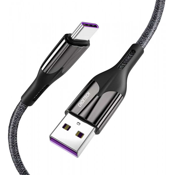 Кабель синхронізації даних Choetech USB2.0 AM-Type-C M, 1.2m 5A Huawei Supercharge (AC0013)