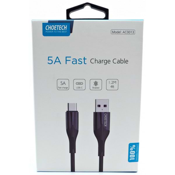 Фото - Кабель синхронізації даних Choetech USB2.0 AM-Type-C M, 1.2m 5A Huawei Supercharge (AC0013)