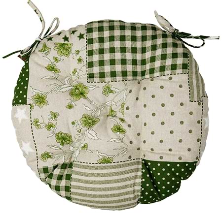 Фото - Подушка для стула Прованс Печворк зеленый D40 см (031622)