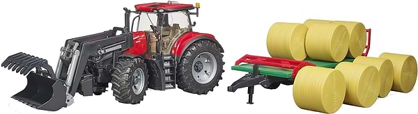 Фото - Наземна будівельна техніка BRUDER Трактор Case IH Optum 300CVX з причепом для тюків (40415)