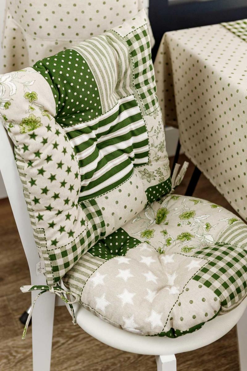 Фото - Подушка для стула Прованс Печворк зеленый D40 см (031622)