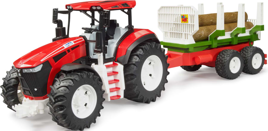 Наземная спецтехника BRUDER Трактор Roadmax с прицепом и бревнами (03453)