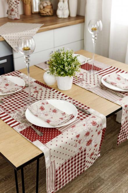 Фото - Серветка для сервірування Прованс Квіти бордо 35х45 см (031518)