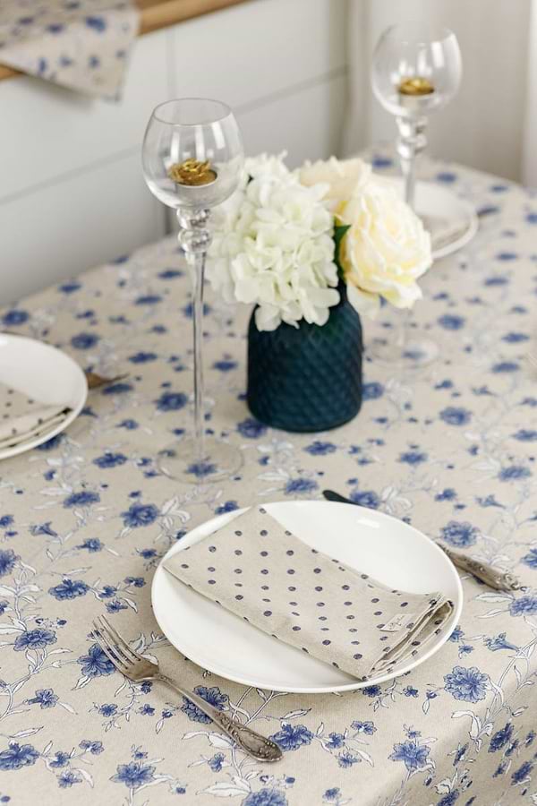 Фото - Скатерть прямоугольная Прованс Цветы синие 120х136 см (031544)