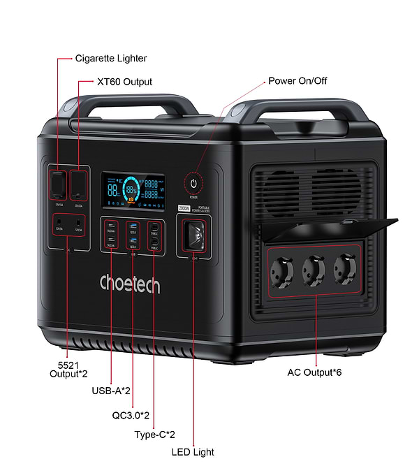Фото - Зарядна станція універсальна Choetech 2000W (BS006)
