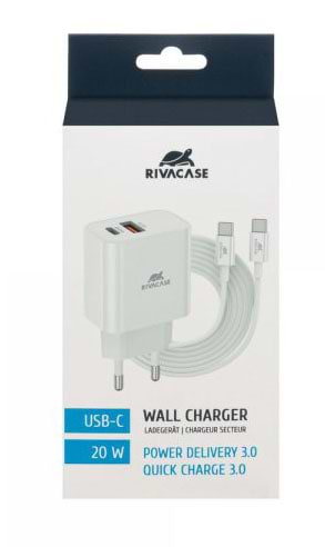 Фото - Мережевий зарядний пристрій RIVACASE 1 USB Type-C White (PS4102 WD4)