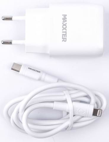 Фото - Сетевое зарядное устройство Maxxter 1 USB-C + Кабель Type-C to Lighting Power Delivery 20W (WC-PD-CtL-01)