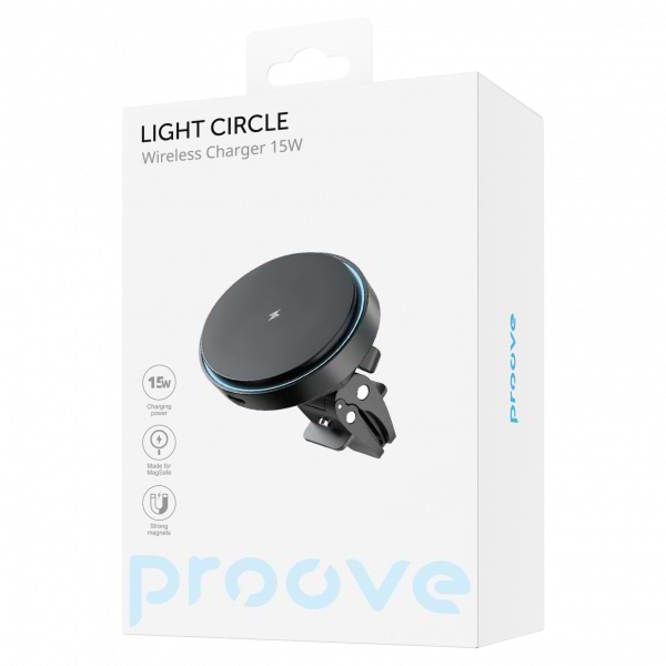 Фото - Автотримач з бездротовою зарядкою Proove Light Circle 15W