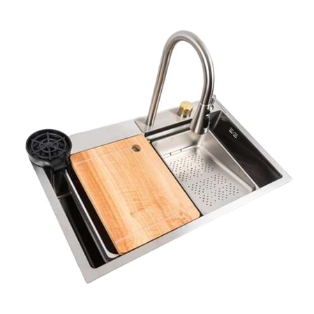 Мойка кухонная Platinum 75x45B PVD сатин Handmade "ВОДОСПАД"