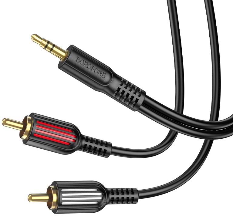 Кабель 3.5 мм - 3.5 мм BOROFONE BL11 3.5mm to double RCA Black (6974443382204)