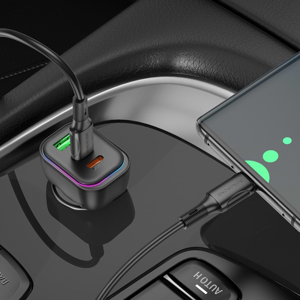 Фото - Автомобільний зарядний пристрій BOROFONE BZ28C Trophie PD60W(2C1A) car charger Black (6941991110870)