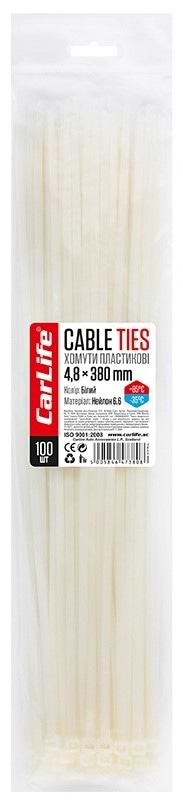 Набор хомутов CarLife белые 4,8x380 (W4.8x380)