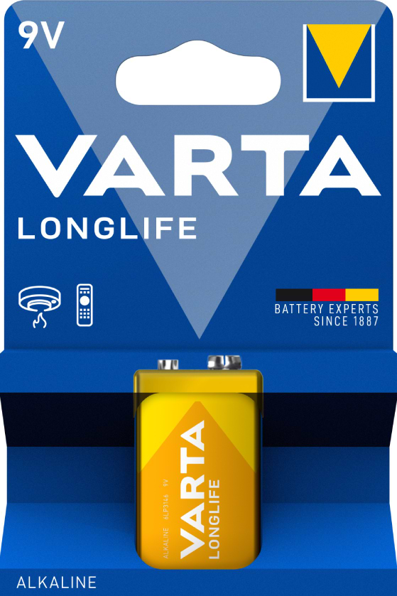 Батарейка тип 6F22 (1604) Varta LONGLIFE 6LP3146 BLI 1 ALKALINE
