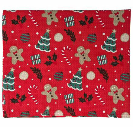 Полотенце кухонное Прованс Новогоднее вафельное Авто на голубом 45х60 см. (043008)