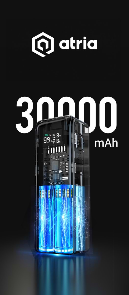 Фото - Батарея мобильная ATRIA Powerbank USB-C 30000mAh 160W (WPD-160S)