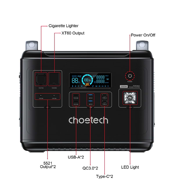 Фото - Зарядна станція універсальна Choetech 2000W (BS006)