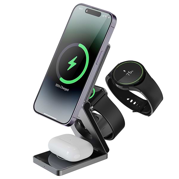 Фото - Бездротовий зарядний пристрій Proove Titan Volt 3 in 1 Gray