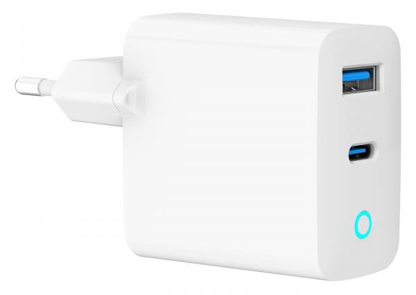 Фото - Мережевий зарядний пристрій Gembird 1 USB-A + 1 Type-C (TA-UC-PDQC30L-W-01)