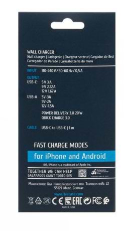 Фото - Мережевий зарядний пристрій RIVACASE 1 USB Type-C White (PS4102 WD4)