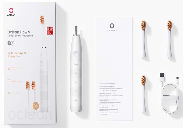 Фото - Зубна щітка електрична Oclean Flow S Sonic Electric Toothbrush White (6970810552959)