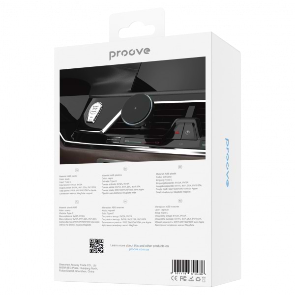 Фото - Автотримач з бездротовою зарядкою Proove Light Circle 15W