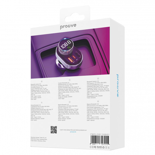 Фото - FM модулятор Proove FM Launcher Sound Link 30W (PD+QC3.0) Type-C+USB
