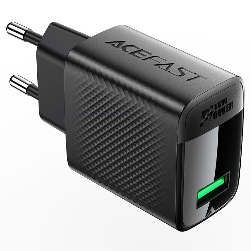 Фото - Сетевое зарядное устройство AceFast A90 QC18W GaN single USB-A charger (EU) Black (6974316283249)