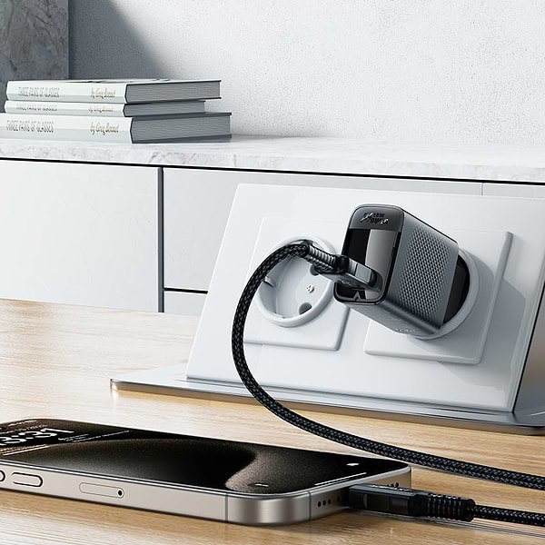 Фото - Сетевое зарядное устройство AceFast A90 QC18W GaN single USB-A charger (EU) Black (6974316283249)