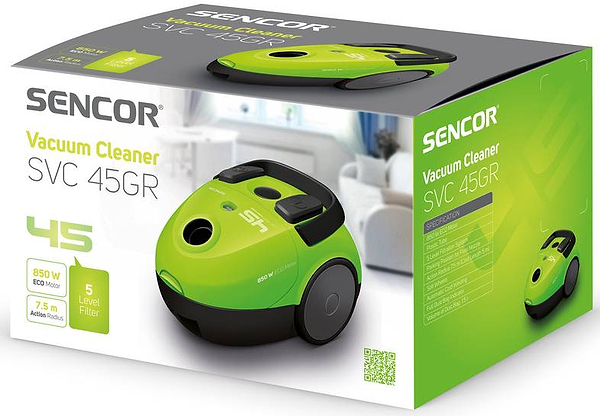 Фото - Пылесос для сухой уборки с мешком Sencor SVC 45GR-EUE3